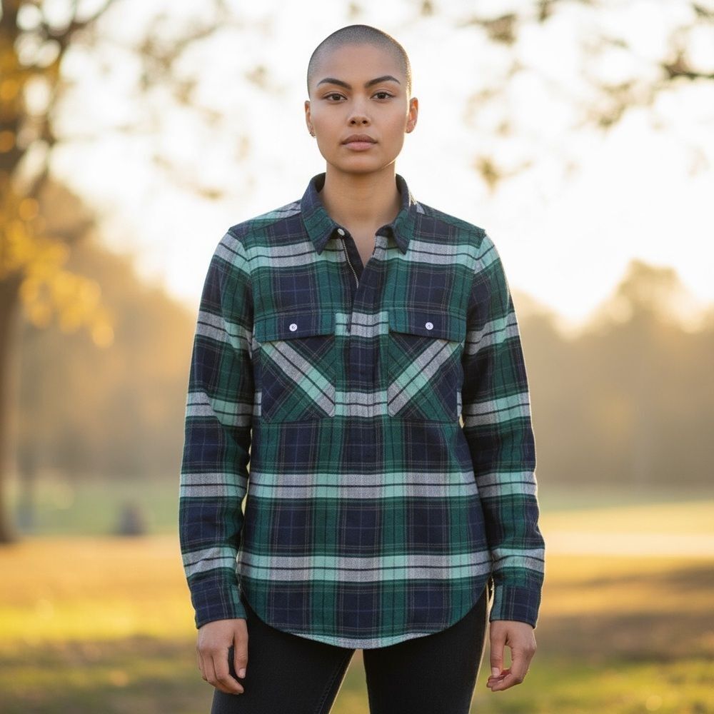 J.Crew Half Zip Flannel Pullover Top‎ XS